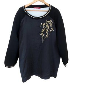 Marina Rinaldi Black plus sz oversized XL embellished Felpa sweatshirt crystal